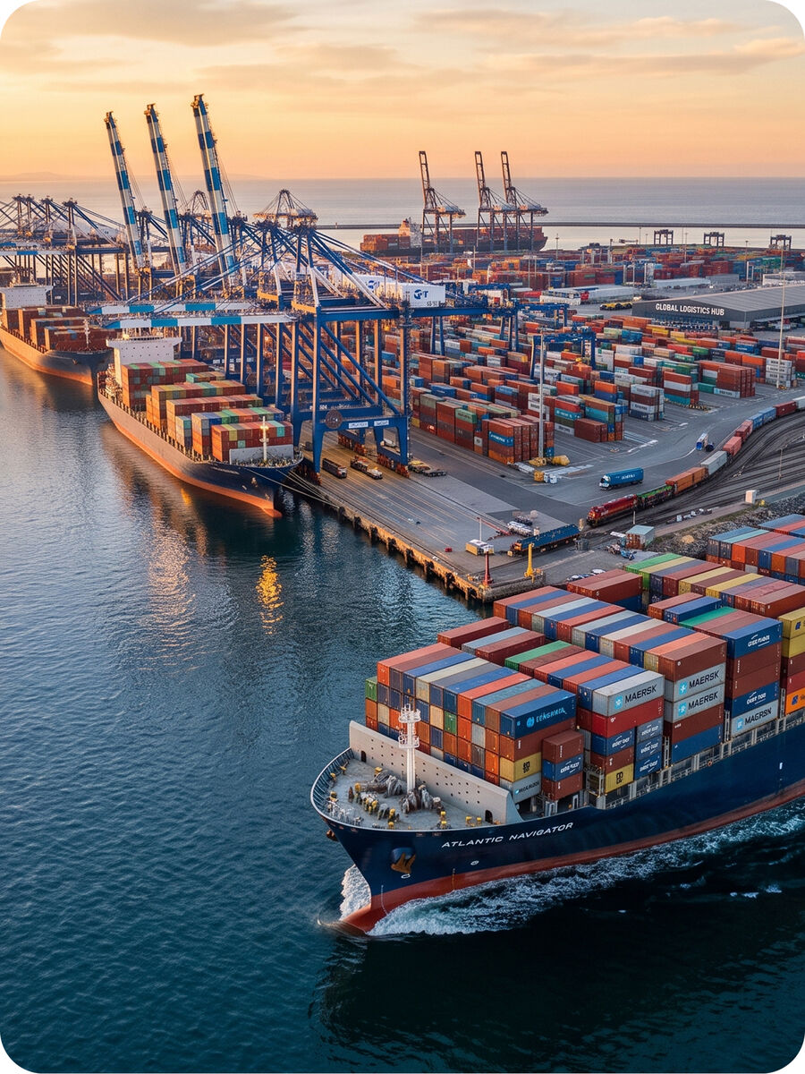 Container port aerial view