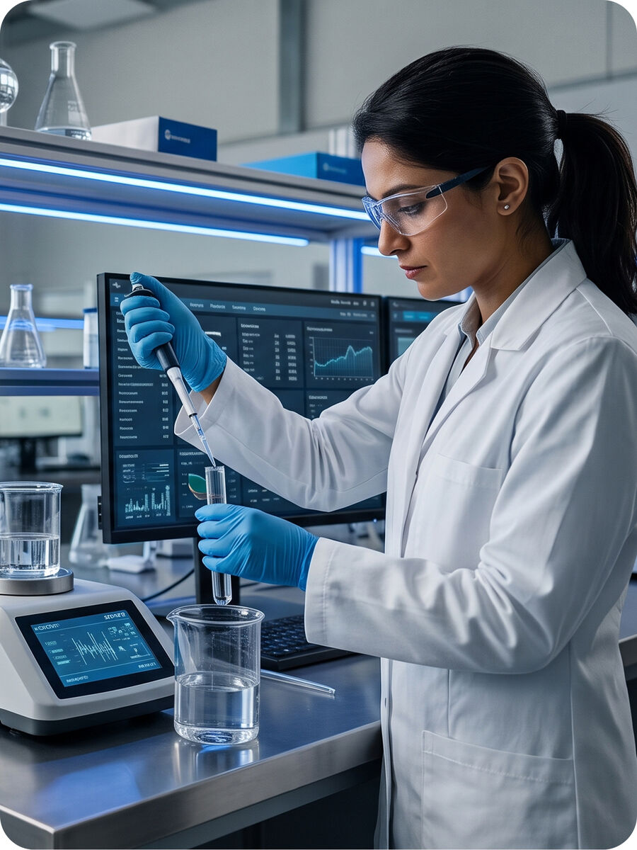 Lab technician testing