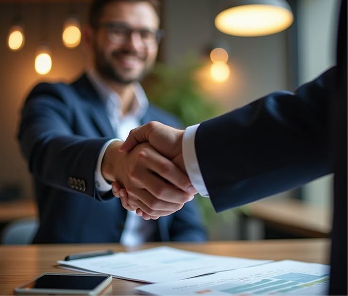 Business handshake representing long-term partnerships