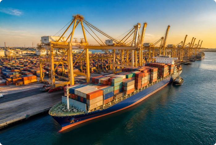 Container ship representing supply chain transparency