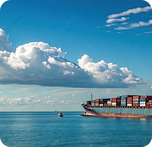 Cargo vessel sailing under open skies